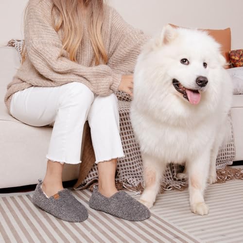 EverFoams Women’s Soft Curly Full Slippers Memory Foam Lightweight House Shoes Cozy Loafer with Polar Fleece Lining Grey,9-10 US - Image 2