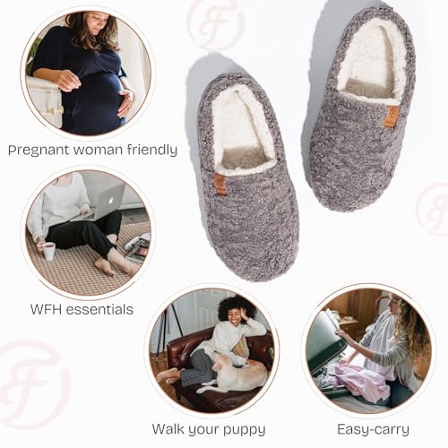 EverFoams Women’s Soft Curly Full Slippers Memory Foam Lightweight House Shoes Cozy Loafer with Polar Fleece Lining Grey,9-10 US - Image 5