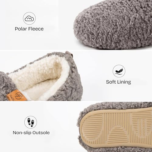 EverFoams Women’s Soft Curly Full Slippers Memory Foam Lightweight House Shoes Cozy Loafer with Polar Fleece Lining Grey,9-10 US - Image 4