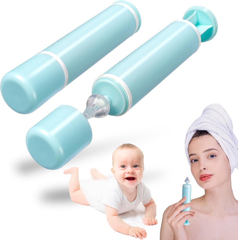 Elfzone Nasal Aspirator for Baby and Adult  2Pcs  Nose Syringe Cleaner Nose Wash Cleaner Nasal Cleaning for All Age Portable Manual Nasal Aspiratior with Personal Case Easy to Use Blue Medium - Image 1