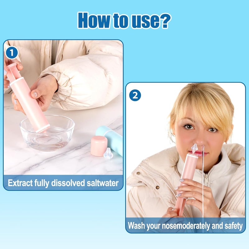 Elfzone Nasal Aspirator for Baby and Adult  2Pcs  Nose Syringe Cleaner Nose Wash Cleaner Nasal Cleaning for All Age Portable Manual Nasal Aspiratior with Personal Case Easy to Use Blue Medium - Image 4