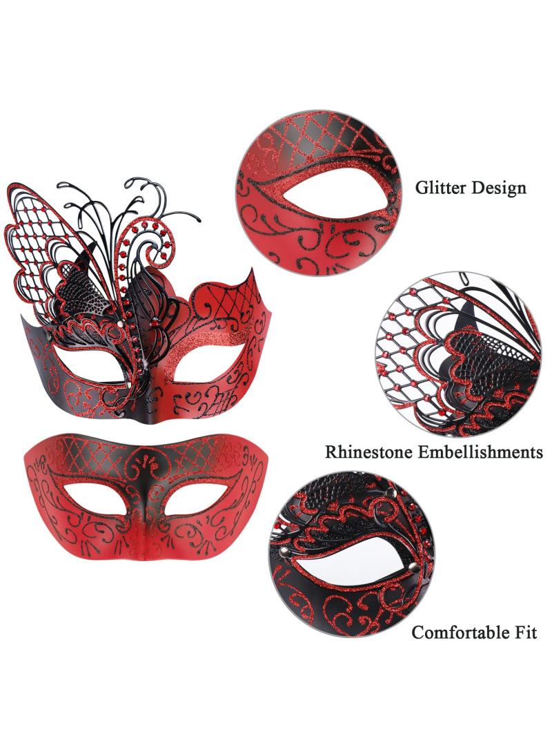 general Mysterious Venetian Couple Mask Butterfly Lady Masquerade Party Mask Evening Prom Ball Mask Bar Costumes Accessory - Image 4