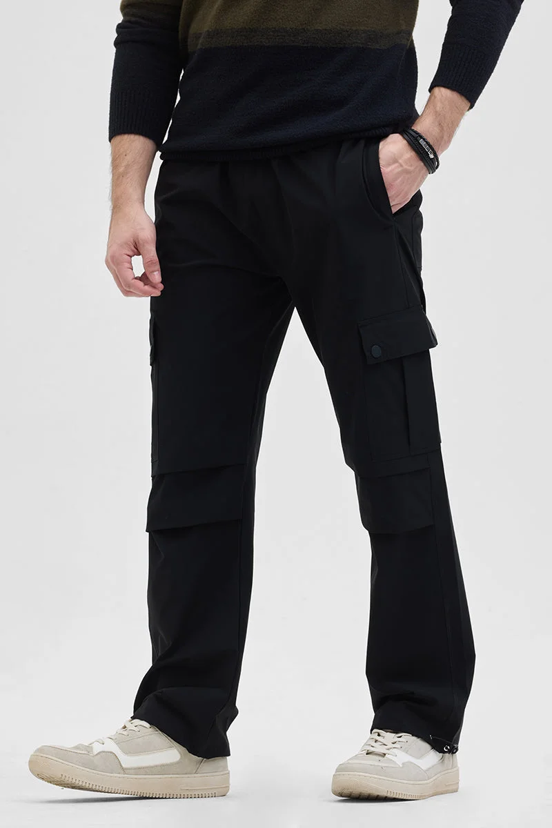 SNITCH بنطلون كارجو أسود بقصة مريحة