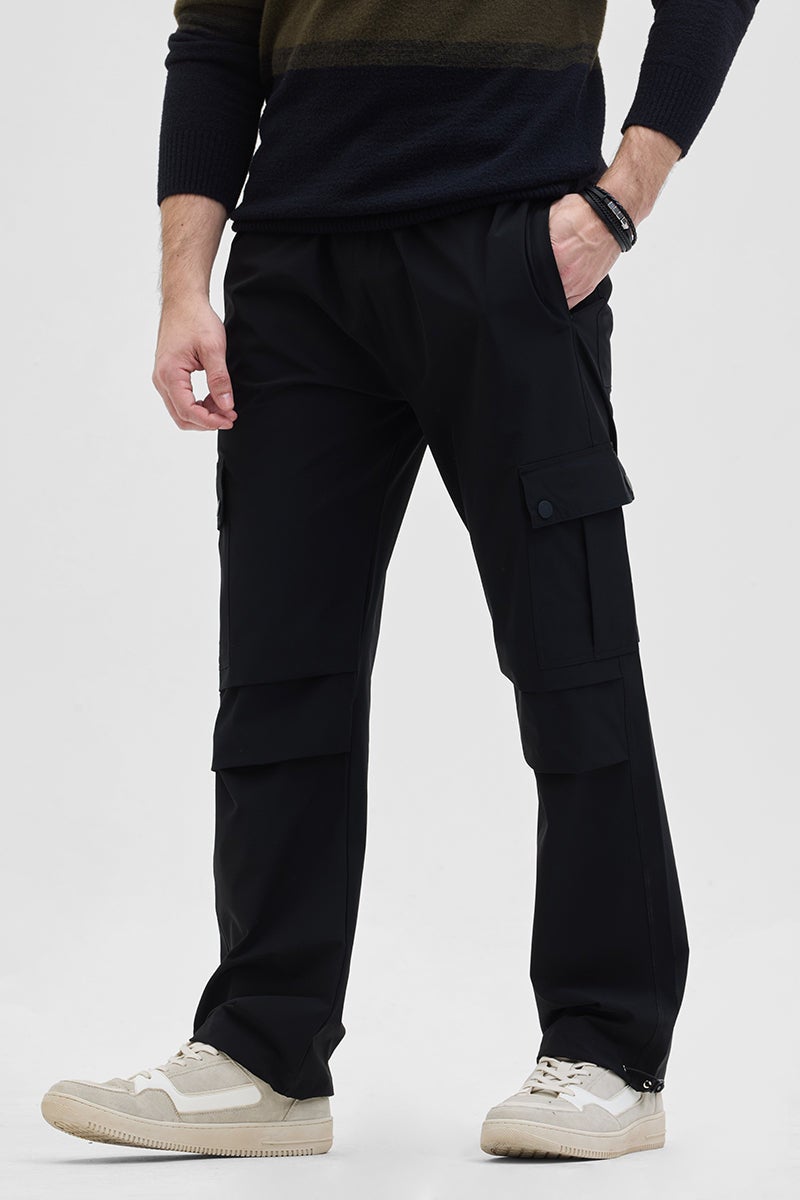 سنيتش بنطلون كارجو أسود بقصة مريحة - Image 1
