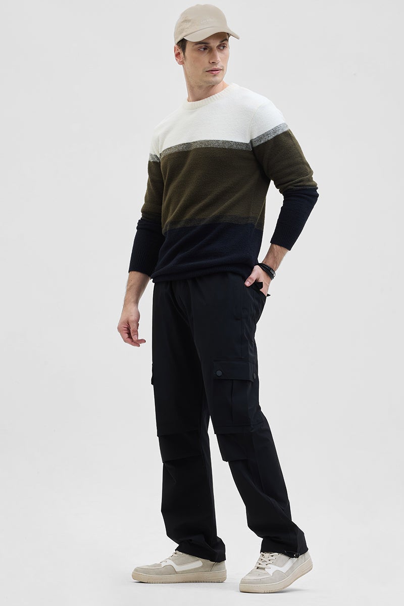 سنيتش بنطلون كارجو أسود بقصة مريحة - Image 5