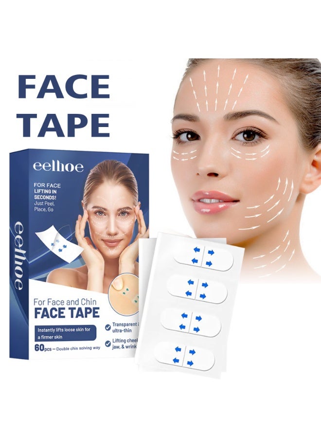 EELHOE 60 Pcs Face Lifting Tapes Sets, Face Lift Tape,  Invisible Face Lift Tape Instant Face Lift Sticker Adhesive Lifting Patch Quick Face Lifting Band Neck Eye Lift Tape for Women Face Beauty,Makeup Facelift Tapes for Lifting Sagging Skin, Wrinkles, Jowls, Eyes, Double chin - Image 5