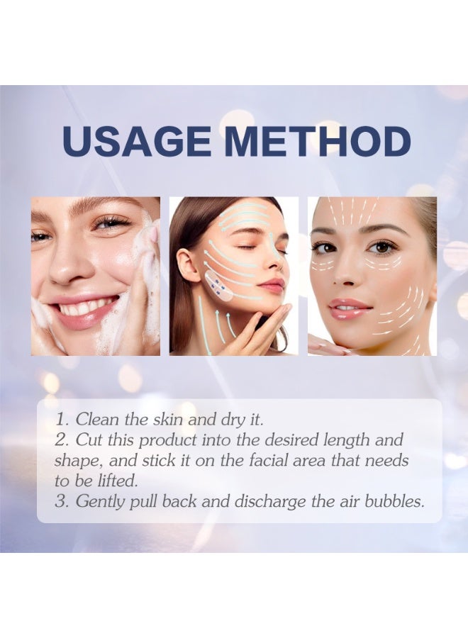 EELHOE 60 Pcs Face Lifting Tapes Sets, Face Lift Tape,  Invisible Face Lift Tape Instant Face Lift Sticker Adhesive Lifting Patch Quick Face Lifting Band Neck Eye Lift Tape for Women Face Beauty,Makeup Facelift Tapes for Lifting Sagging Skin, Wrinkles, Jowls, Eyes, Double chin - Image 2