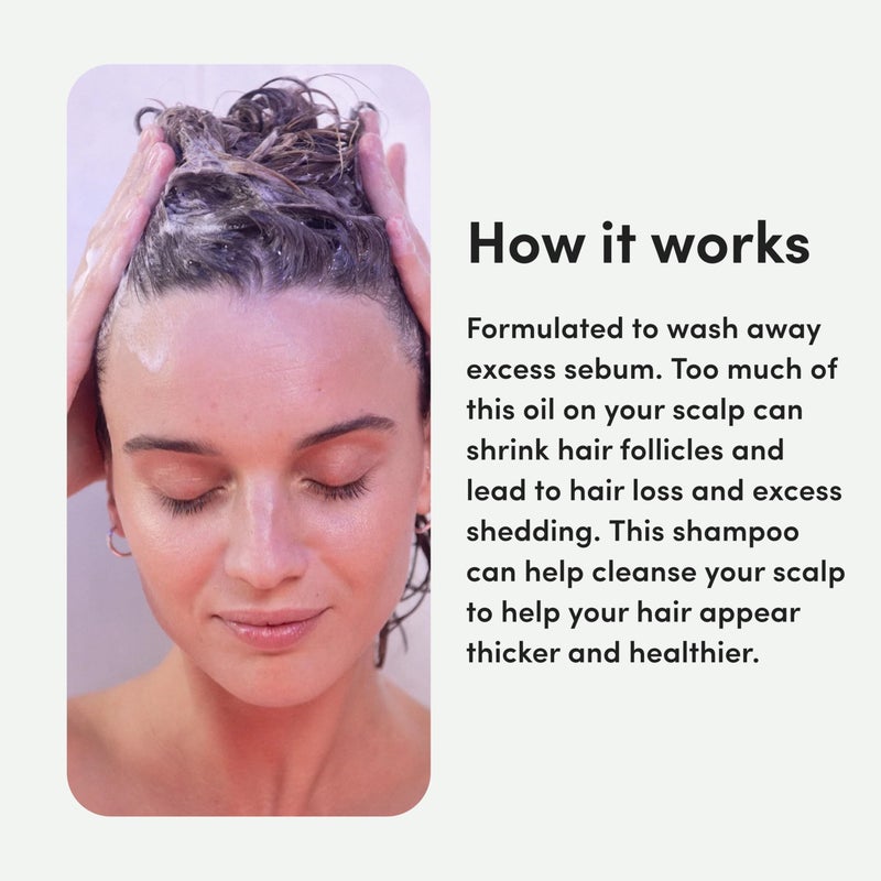 hers triple threat shampoo for hair that feels and looks thicker and stronger with biotin, saw palmetto, pumpkin seed oil, lightly scented with rose, helps control hair shedding, 2 pack, 6.4oz - Image 3