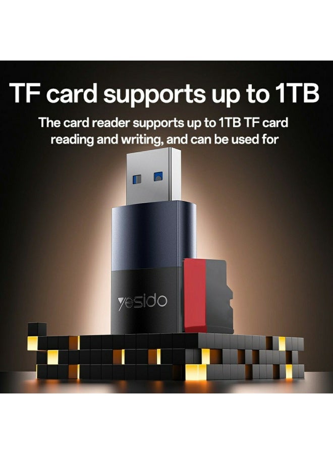 YESIDO GS36 USB 3.0 TF Card Reader High Speed 5Gbps Data Transfer Aluminum Alloy Memory Card Reader - Image 5
