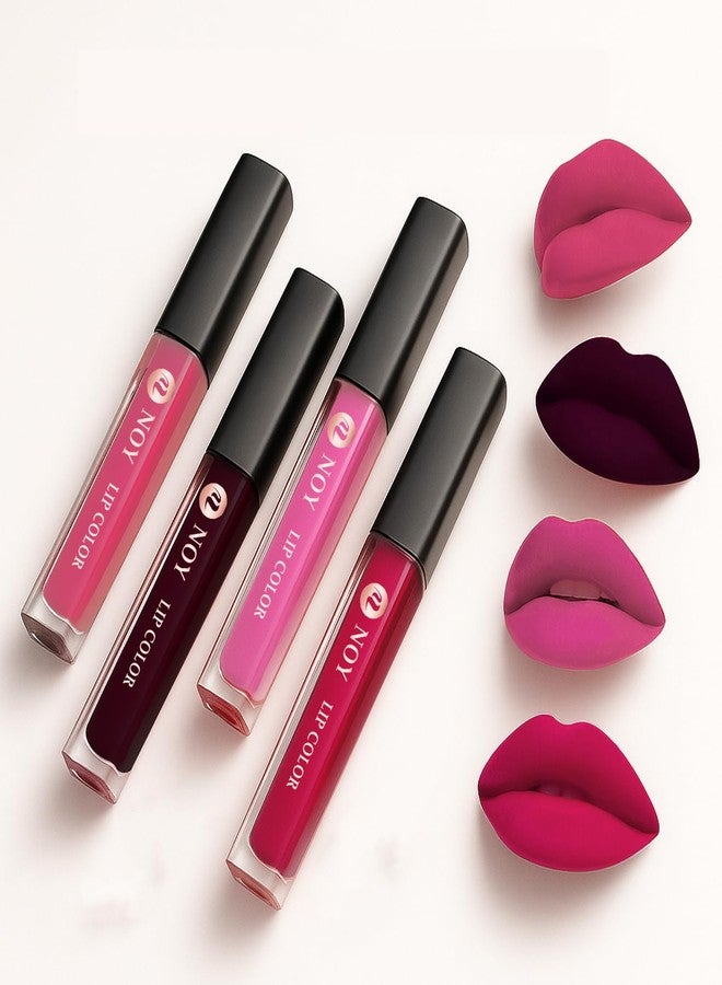 NOY Lipstick Waterproof Soft Matte Daily Use Bold Stylish Tones Matte Lip Combo Pack of 4 - Image 2