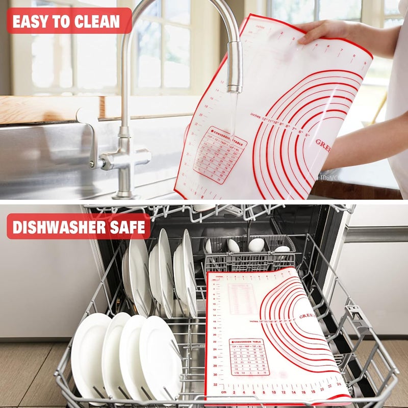 GREENRAIN Large Silicone Pastry Mat Extra Thick Non Stick Baking Mat with Measurement Fondant Mat, Counter Mat, Dough Rolling Mat, Oven Liner, Pie Crust Mat (L-16''(W)24''(L), Red) - Image 4