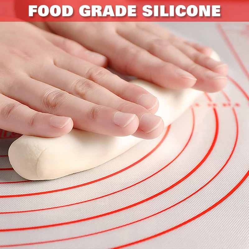 GREENRAIN Large Silicone Pastry Mat Extra Thick Non Stick Baking Mat with Measurement Fondant Mat, Counter Mat, Dough Rolling Mat, Oven Liner, Pie Crust Mat (L-16''(W)24''(L), Red) - Image 2