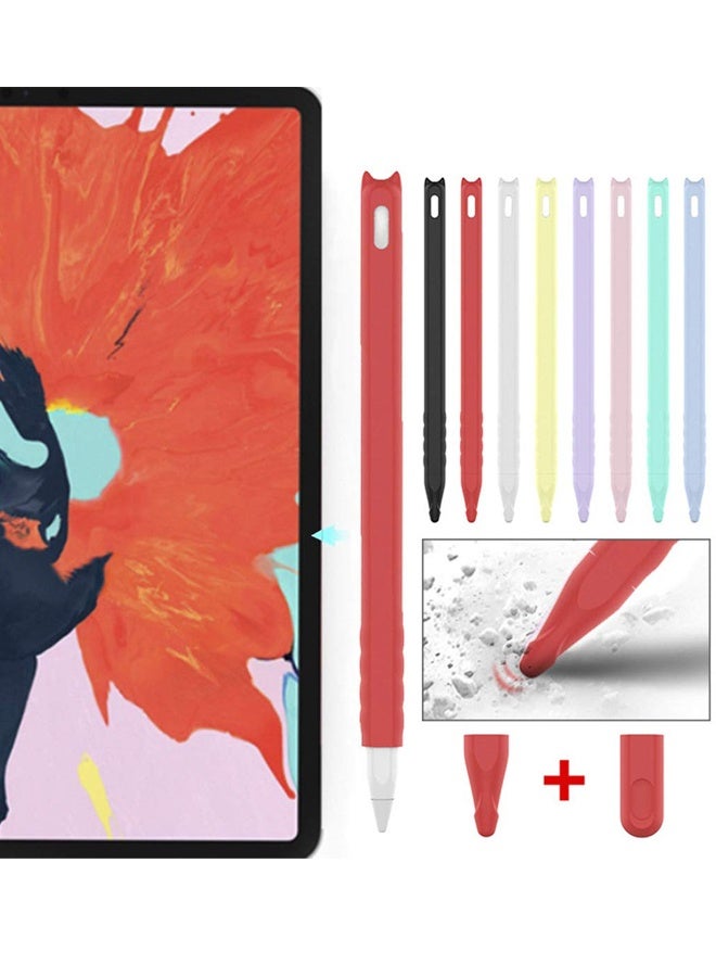 Silicone Case for Apple Pencil 2nd Generation with Stand Skin Pocket Accessory Kit Compatible with iPad Pro 11 inch and 12.9 inch Cute Cat Soft Grip Pouch with Cap Holder Includes 2 Protective Nib Covers Pink - Image 5