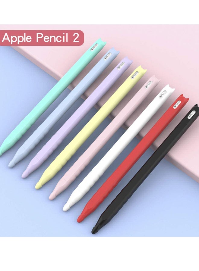 Silicone Case for Apple Pencil 2nd Generation with Stand Skin Pocket Accessory Kit Compatible with iPad Pro 11 inch and 12.9 inch Cute Cat Soft Grip Pouch with Cap Holder Includes 2 Protective Nib Covers Pink - Image 4