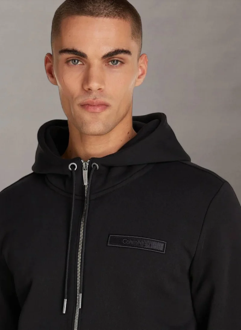 Calvin Klein Ck Black Embroidered Logo Zip for Men | Best Price UAE