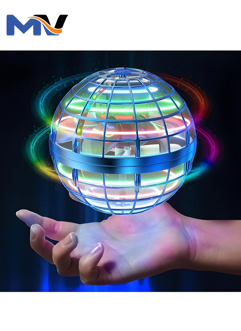 MAGIC VAULT Magic Flying Ball Toy Globe 360°Rotating Hand Controlled Flying Orb Ball Toys Magic Led Lights Controller Mini Drone Flying Toy Boomerang Fly Spinners for Kids Adults Indoor Outdoor Color Blue  - Image 1