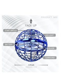 MAGIC VAULT Magic Flying Ball Toy Globe 360°Rotating Hand Controlled Flying Orb Ball Toys Magic Led Lights Controller Mini Drone Flying Toy Boomerang Fly Spinners for Kids Adults Indoor Outdoor Color Blue  - Image 2
