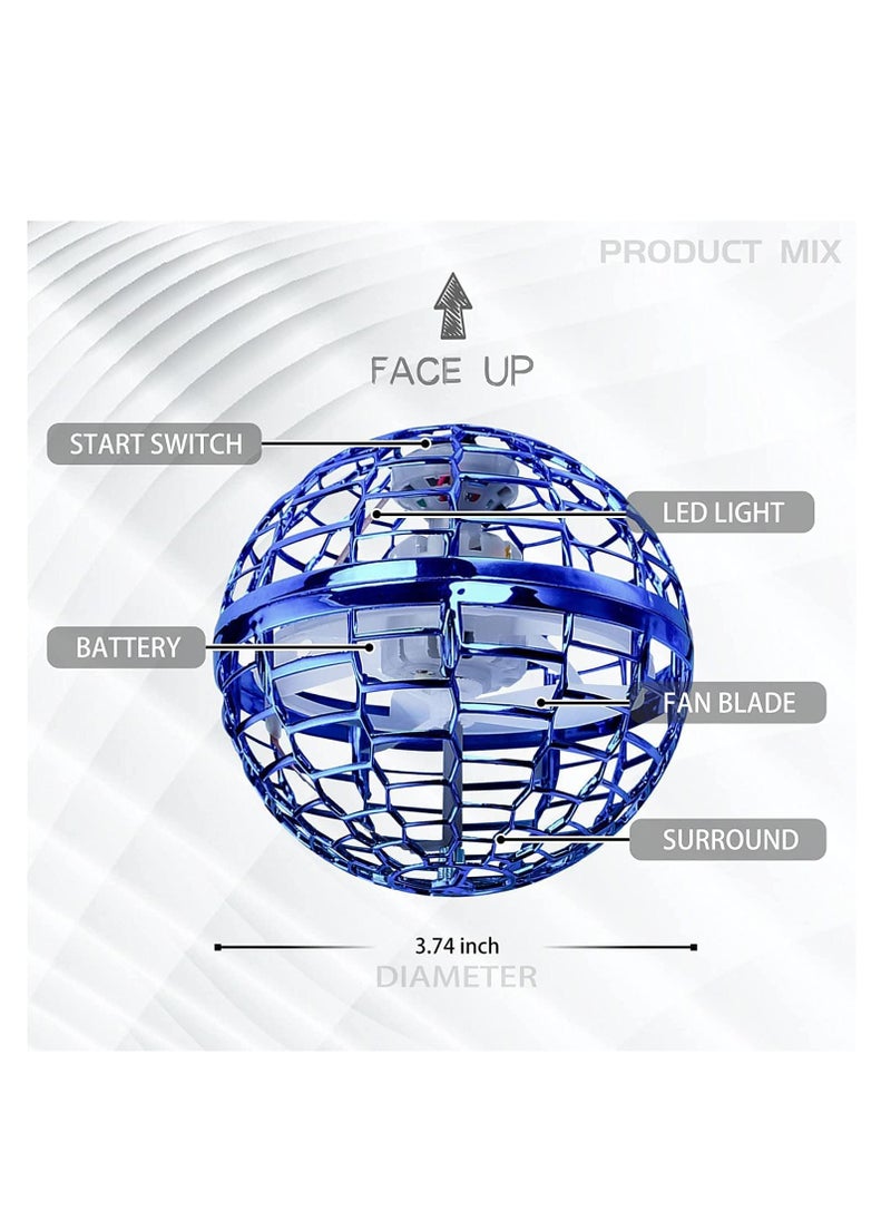MAGIC VAULT Magic Flying Ball Toy Globe 360°Rotating Hand Controlled Flying Orb Ball Toys Magic Led Lights Controller Mini Drone Flying Toy Boomerang Fly Spinners for Kids Adults Indoor Outdoor Color Blue  - Image 2