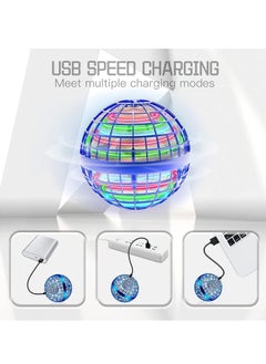 MAGIC VAULT Magic Flying Ball Toy Globe 360°Rotating Hand Controlled Flying Orb Ball Toys Magic Led Lights Controller Mini Drone Flying Toy Boomerang Fly Spinners for Kids Adults Indoor Outdoor Color Blue  - Image 5