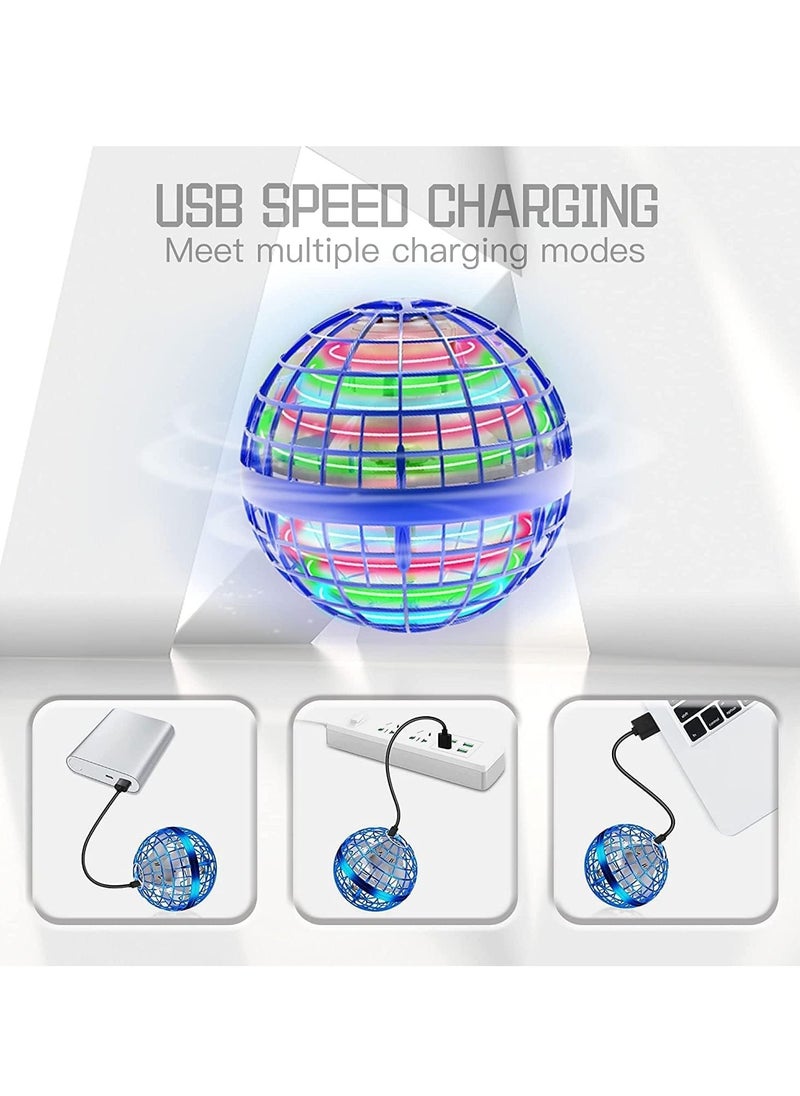 MAGIC VAULT Magic Flying Ball Toy Globe 360°Rotating Hand Controlled Flying Orb Ball Toys Magic Led Lights Controller Mini Drone Flying Toy Boomerang Fly Spinners for Kids Adults Indoor Outdoor Color Blue  - Image 5