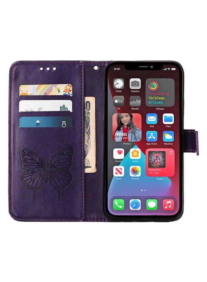 S-TOP Case For iPhone 14 Pro Embossed Butterfly Leather Phone Case - Image 3