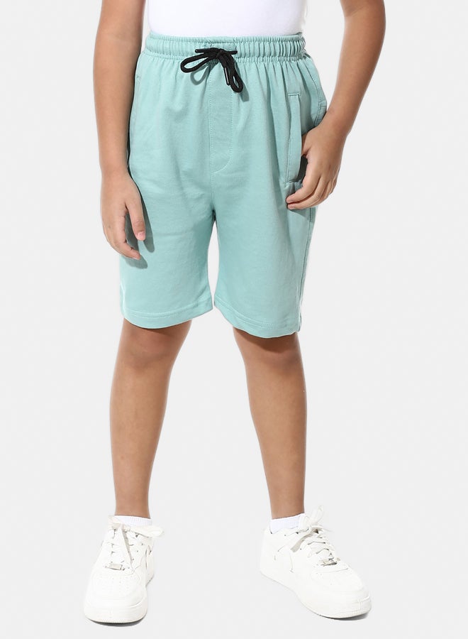 Andora Solid Elastic waist Cotton Short _ Mint Green - Image 1