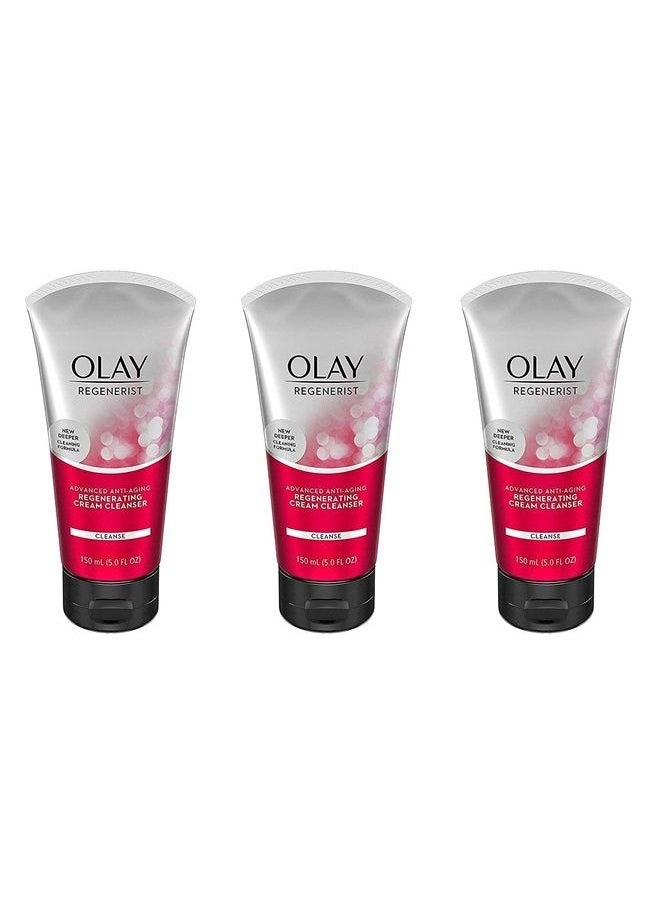 Olay Regenerist Regenerating Advanced Anti Aging Cream Facial Cleanser 5 oz (Pack of 3) 