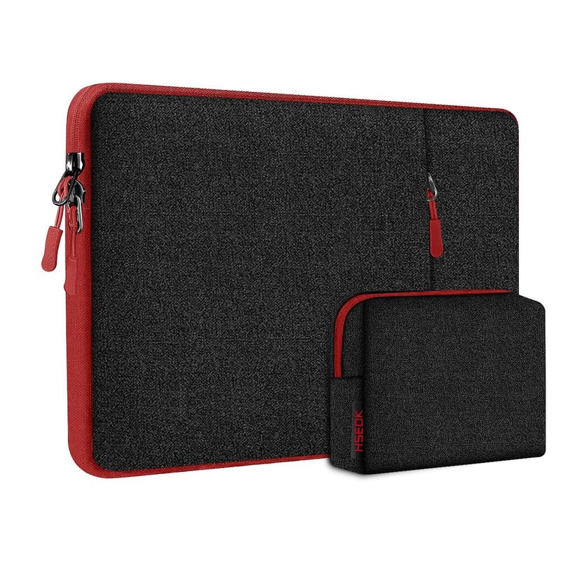 Hseok Laptop Case 13.3 14 inch Sleeve with Additional Case Compatible with MacBook Pro 14 inch M4/M3/M2/M1 All Model of 13.3 Inch Mac Air/Pro, XPS 13 14 and More 13.3"-14" Notebooks ï¼ŒBlack-red - Image 1