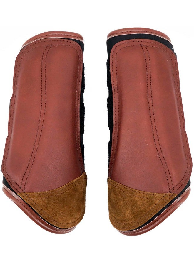 أحذية جيريل لتنظيف الخيول | معدات واقية وتدريب | مصنوعة من النيوبرين، قماش مقاوم للماء، وجلد طبيعي (بني، كوزي (متوسط)) - Image 1