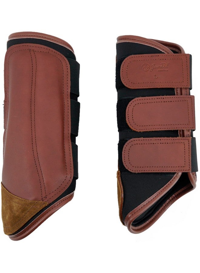 أحذية جيريل لتنظيف الخيول | معدات واقية وتدريب | مصنوعة من النيوبرين، قماش مقاوم للماء، وجلد طبيعي (بني، كوزي (متوسط)) - Image 3