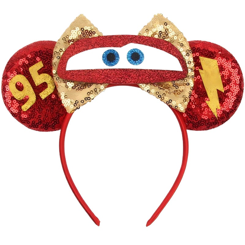 MADO red car mouse ears headband for kids boys girls adults women, Park mini ears headbands for kids adults (red car) - Image 1