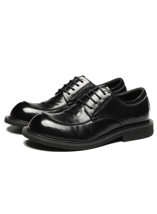 St&sat Men's Shoes, Top-grain Leather, Formal Business Dress Shoes, Lace-up, Commuter-friendly, Lightweight Casual Leather Shoes For Men, Black, Size 39 - Image 5