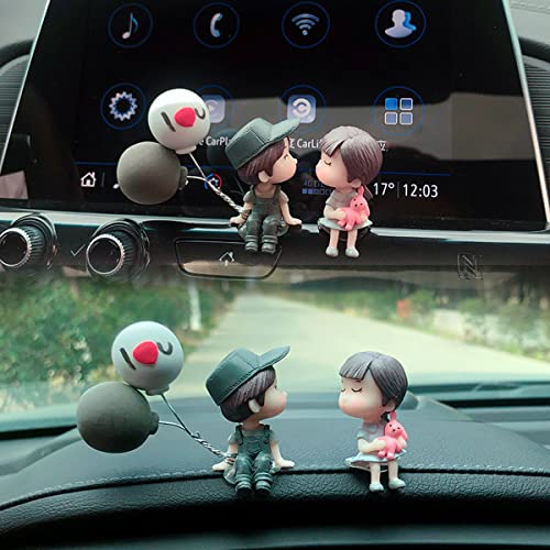 Japelessor Cute Cartoon Couple Design Car Ornament - Car Dashboard Decorations, Office Desk Accessories, Computer Monitor Decor, Kissing Couple Figure Figurines Balloon Ornaments (A) - Image 5