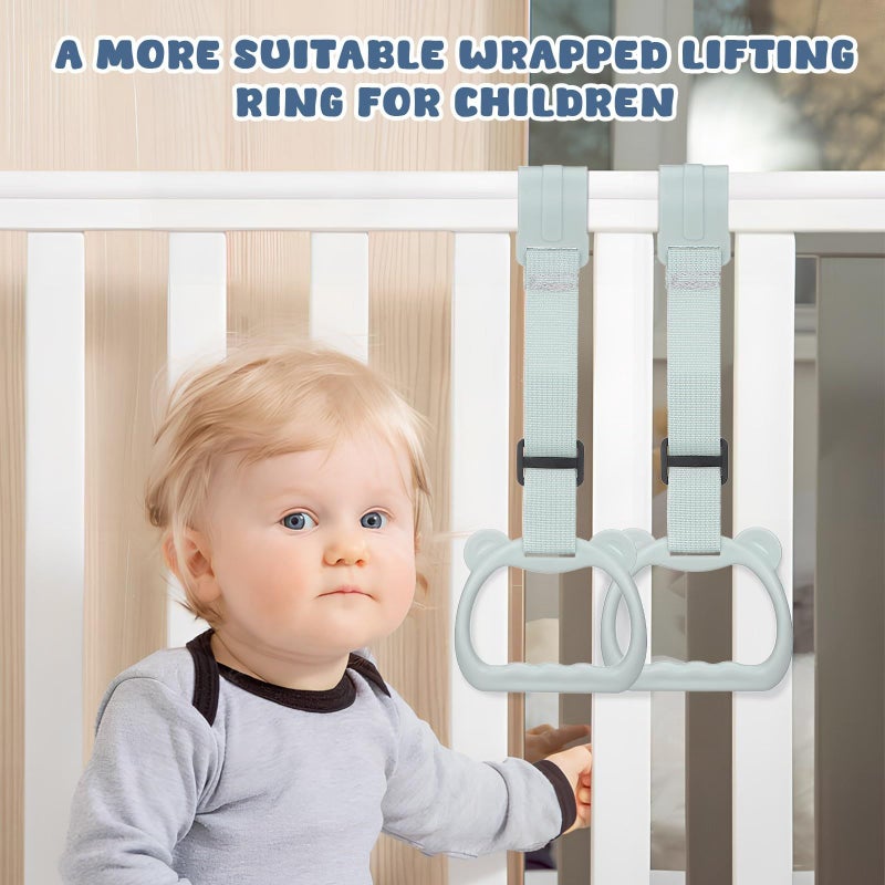 Adjustable Toddler Pull Up Rings Baby Bed Assistant Playpen 2 Pack - Image 4