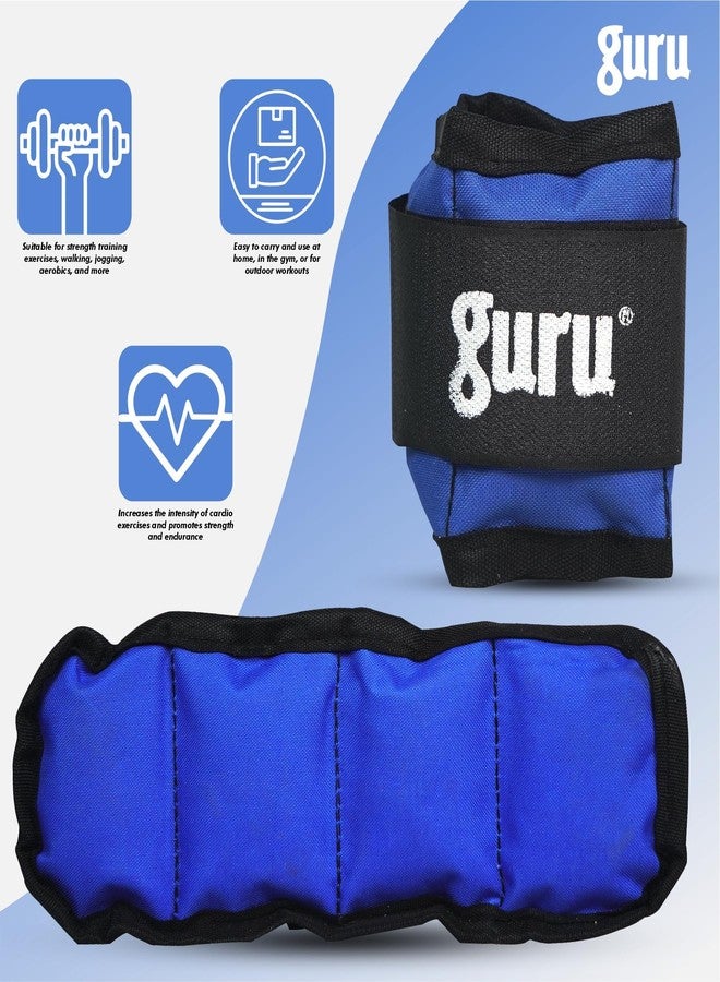 GURU Blue Ankle Weights 2 kg X 2 Pcs, Wrist Strap For Gym Ankle Weight Cuff For Men & Women For Training, Workout - Image 2