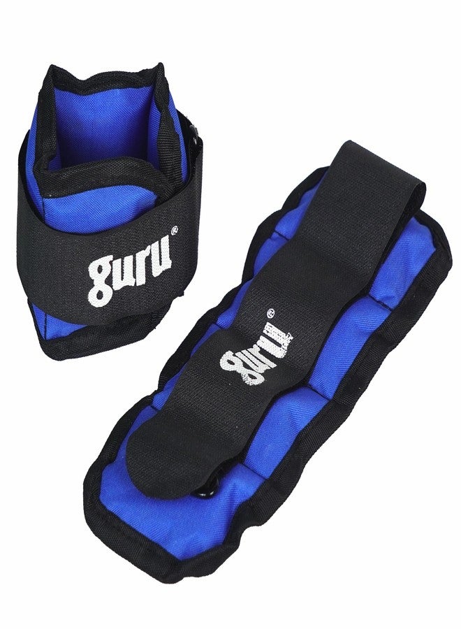 GURU Blue Ankle Weights 2 kg X 2 Pcs, Wrist Strap For Gym Ankle Weight Cuff For Men & Women For Training, Workout - Image 1