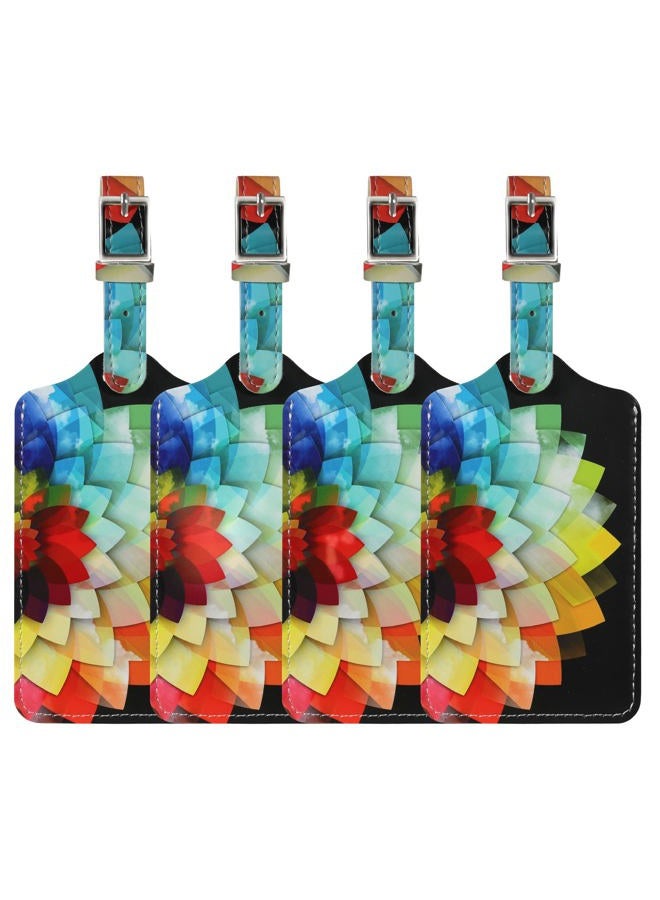 Sodsay 4 Pack Luggage Tags Triangle Colorful Suitcase Labels Travel Tag(Colorful Flower) - Image 1