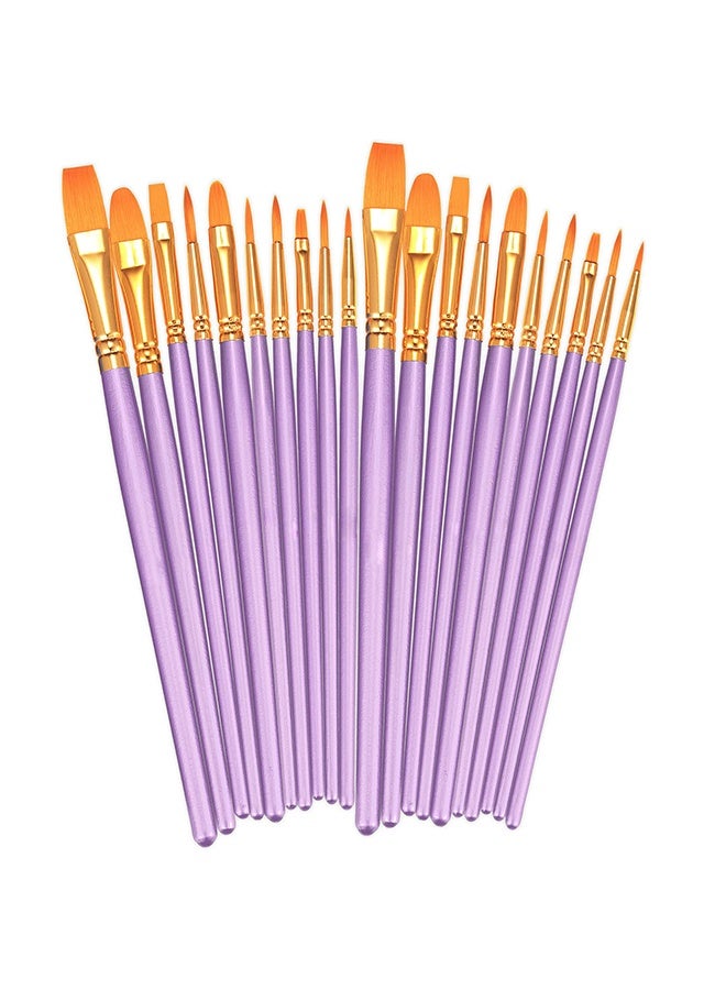 Paint Brush Set,20 Pcs Nylon Hair Paint Brushes for Acrylic Painting,Artist Paintbrushes for Acrylic,Oil,Watercolor Painting,Face Nail Art,Paint Brushes for Kids,Purple - Image 1