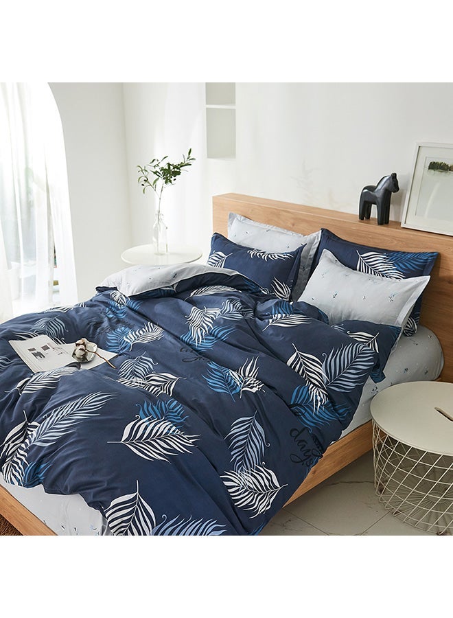 NIBEMINENT 4-Piece Ranson Story Design Bedding Set polyester Blue/White/Grey Duvet Cover (150x200) Cm, Bed Sheet (160x220) Pillow (48x75)cm - Image 2