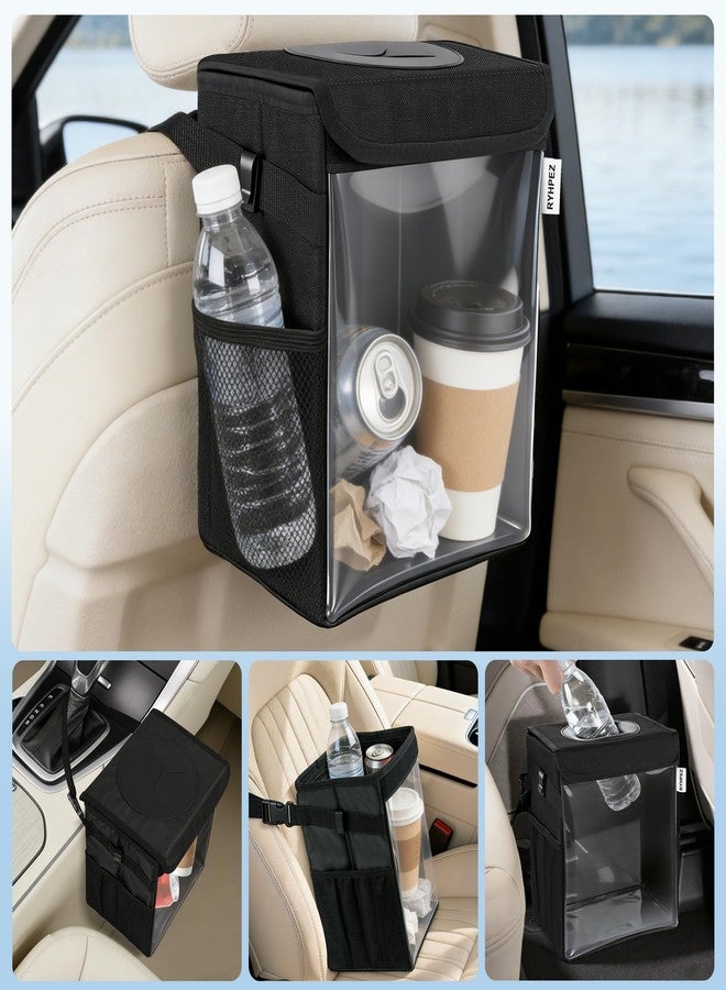 Ryhpez Car Trash Can with Clear Window, Multipurpose Car Organizer Storage for Baby Travel Essentials, Leakproof Car Garbage Bin with Removable Liner for Backseat Console (2.1Gallon/8L) - Image 5