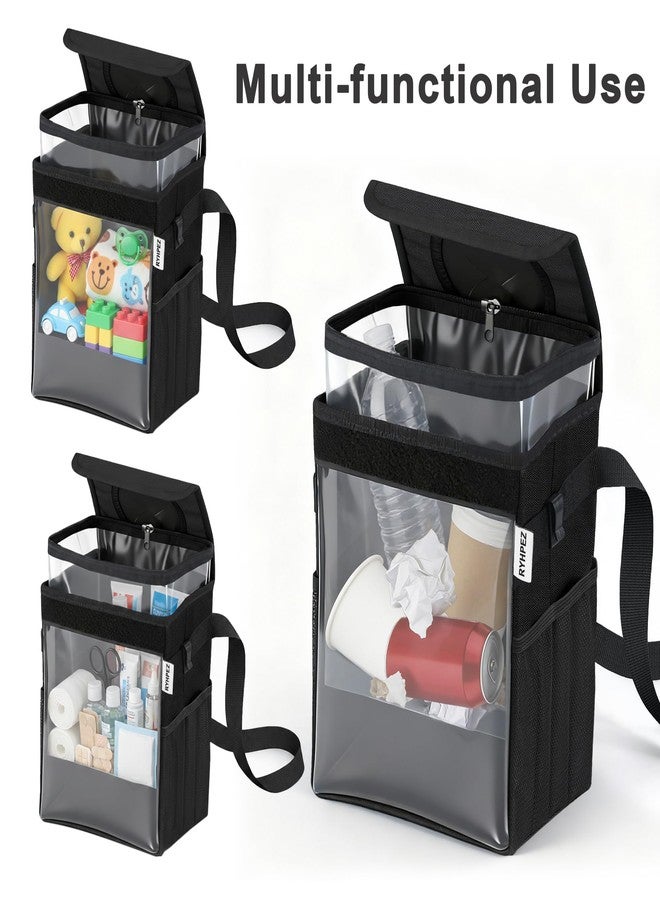 Ryhpez Car Trash Can with Clear Window, Multipurpose Car Organizer Storage for Baby Travel Essentials, Leakproof Car Garbage Bin with Removable Liner for Backseat Console (2.1Gallon/8L) - Image 2