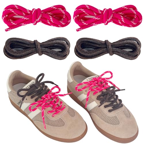UamGlsob 4PCS Multi Color Shoe Laces for Sneakers, Cool Fun Cute Design DIY Fashion Colored Shoelaces Replacement Strings (Multicolor2-Hot Pink) - Image 1