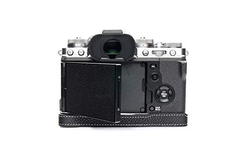 BolinUS X-T4 Camera Case, BolinUS Handmade Genuine Real Leather Half Camera Case Bag Cover for Fujifilm Fuji X-T4 XT4 Camera Bottom Opening Version + Hand Strap (Black) - Image 5
