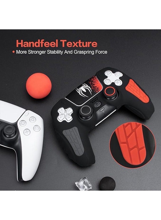Playstation 5 Controller Cover Case Anti-Slip Silicone Cover Skin for PS5 Dual Sense Controller with Thumb Grip Caps Silicone Case Joystick Protectors and Cover Wrap Sticker(Black/Red/Gray) - Image 2