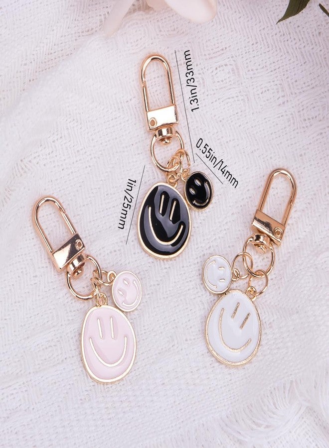 Comidox 3Pcs Cute Smile Key Chain for Women Smile Expression Keychains Perfect for Handbags Purse and Car Keys Decorations - Image 2