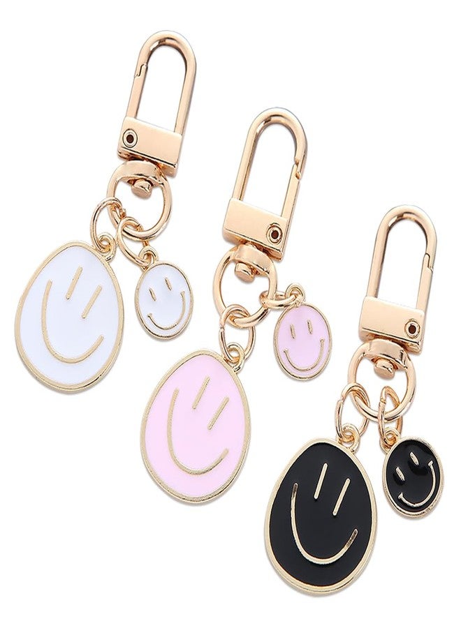 Comidox 3Pcs Cute Smile Key Chain for Women Smile Expression Keychains Perfect for Handbags Purse and Car Keys Decorations - Image 1