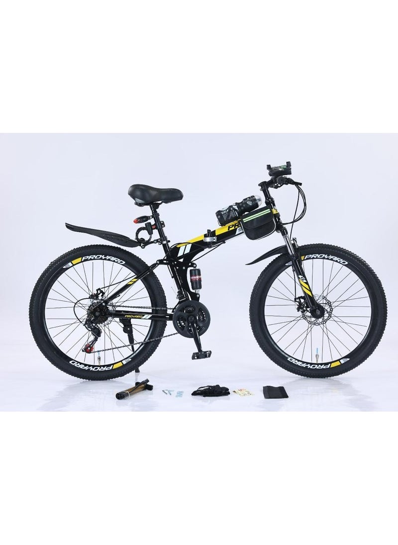 Pro Yard Steal foldable mountain bike Road aluminum sports bike black with YELLOW  - Image 1