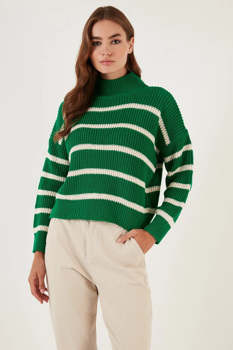 Lela Striped Stand Collar Winter Sweater Women's Sweater 4616118