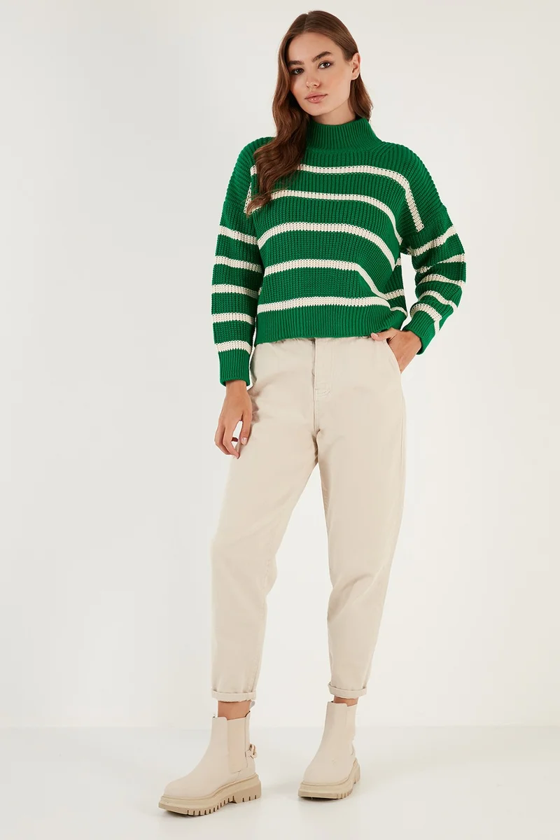 Lela Striped Stand Collar Winter Sweater Women's Sweater 4616118