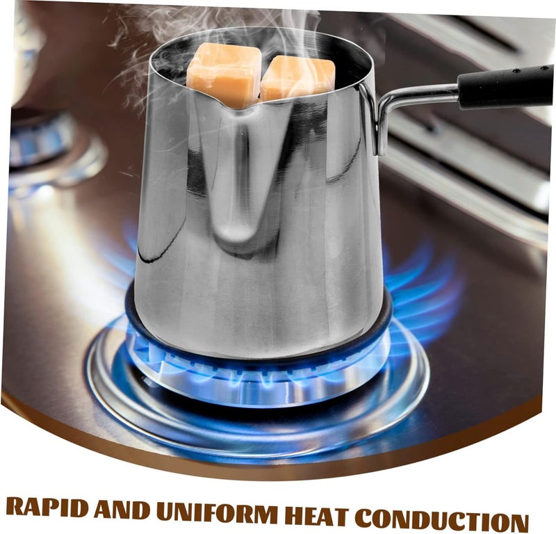 Deepened Stainless Steel Saucepan with Pour Spout Small Oil Pot with Ergonomic Handle Rapid Heat Conduction Milk and Sauce Heating Pan for Kitchen Cooking - Image 2